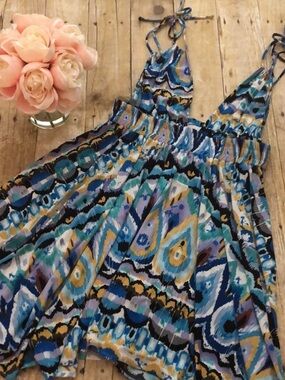 T-Bags (Misa) Tie Shoulder Deep Vee Dress- Large